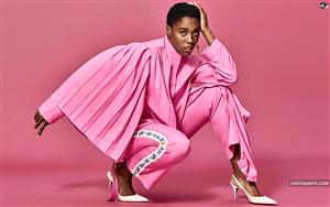 British actress Lashana Lynch`s stunning pose in a goofy outfit